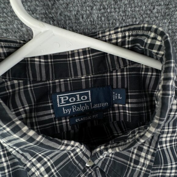 Polo Ralph Lauren Long Sleeve Button Up Shirt Plaid Blue Large Classic Pockets - Picture 7 of 16